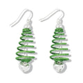 Green spring tree earrings with a colorful seasonal design