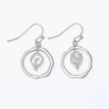 Hammered silver ring earrings with elegant pearl accents