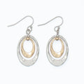 Periwinkle hammered two-tone drop earrings featuring a textured finish and elegant mixed-metal dangling design.