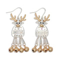 Periwinkle moveable polished two-tone reindeer earrings featuring a festive reindeer design and polished finish for holiday style.