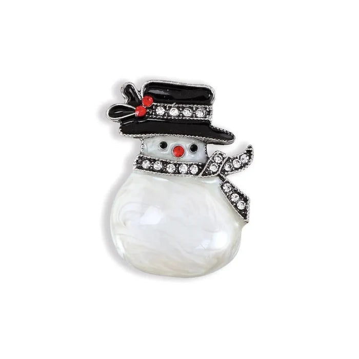 The Periwinkle Pearlized Snowlady Crystal Pin, featuring elegant pearlized details and sparkling crystals for festive holiday style.