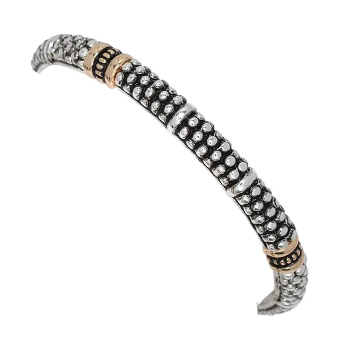 Two-tone random style bracelet with a contemporary mixed-metal design