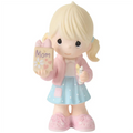 Featuring a charming young girl with pigtails, dressed in a pink jacket and polka-dot skirt, with handmade gift bag labeled Mom.