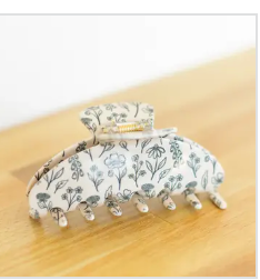 Pressed Floral Claw Clip