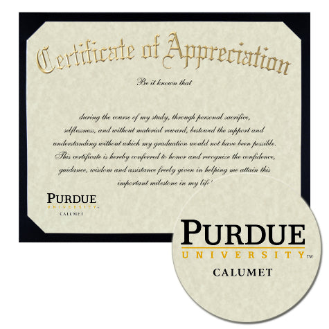 Purdue University Calumet Certificate of Appreciation