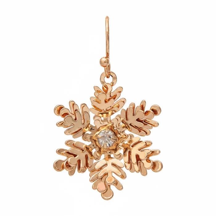 Rain Jewelry gold-tone snowflake drop earring with a crystal center