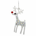 Rain Jewelry Silver Blingy Red-Nosed Reindeer Earrings featuring sparkling silver reindeer designs with bright red nose accents.