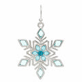 Rain Jewelry Silver Blue Inlay Snowflake Earrings featuring a delicate snowflake design with blue inlay accents.