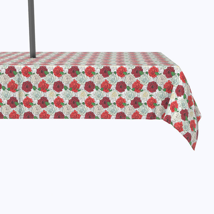 Red & White Rose Sketches Outdoor Rectangles