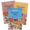 "3 different year booklets displayed on a white background"