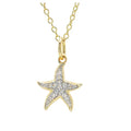 Gold starfish necklace by ShanOre, featuring a polished gold-tone finish with delicate textured detailing  on a white background