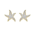 Star-shaped earrings with diamond accents on a white background