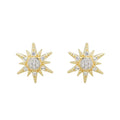 white Sapphire Sun Earrings on a white background