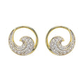 Wave shaped earring with diamond accents on a white background