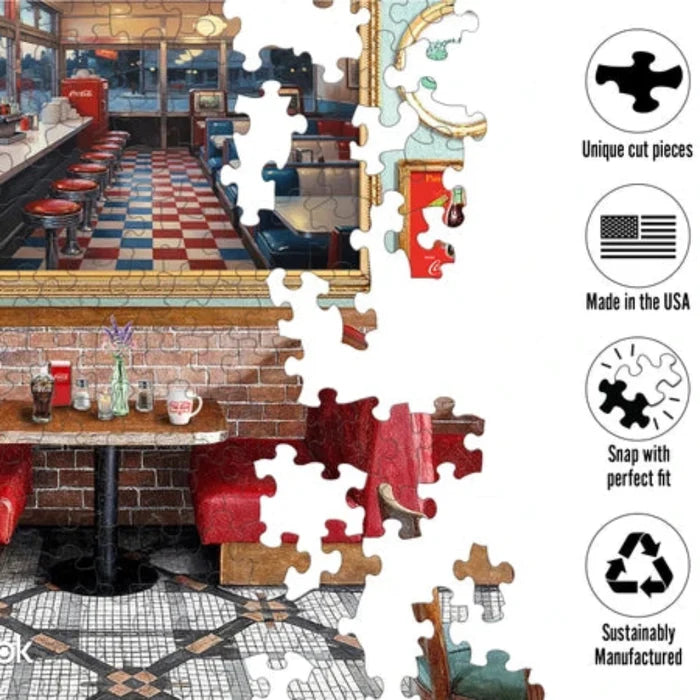 Springbok Coca-Cola Cafe 500-piece jigsaw puzzle featuring a nostalgic café scene