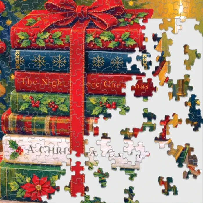 The Springbok Holiday Classics 1000 Piece Jigsaw Puzzle features rich, festive artwork that captures timeless holiday scenes.