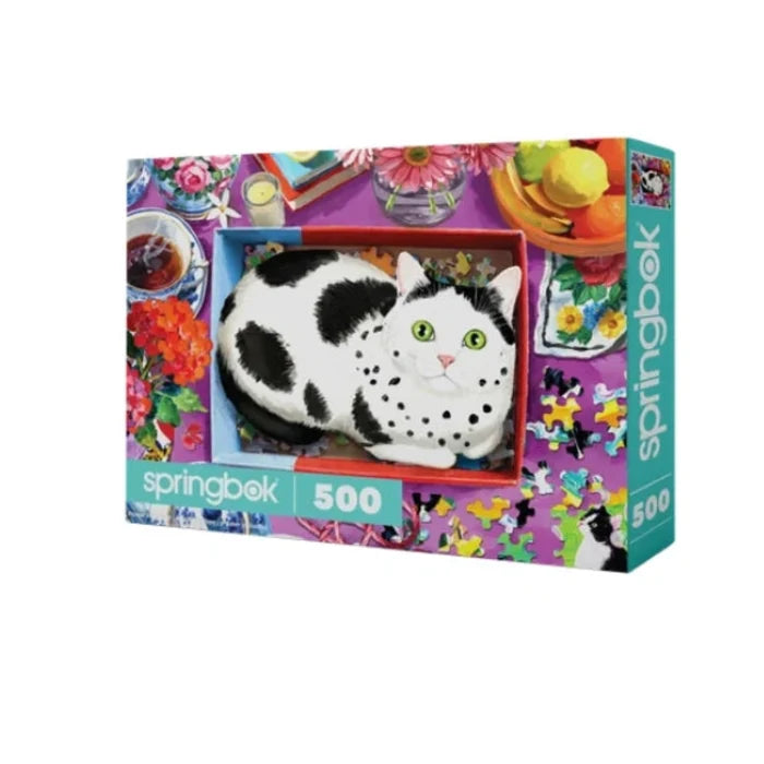 Springbok The Purr-fect Fit 500-piece jigsaw puzzle featuring a charming cat-themed design