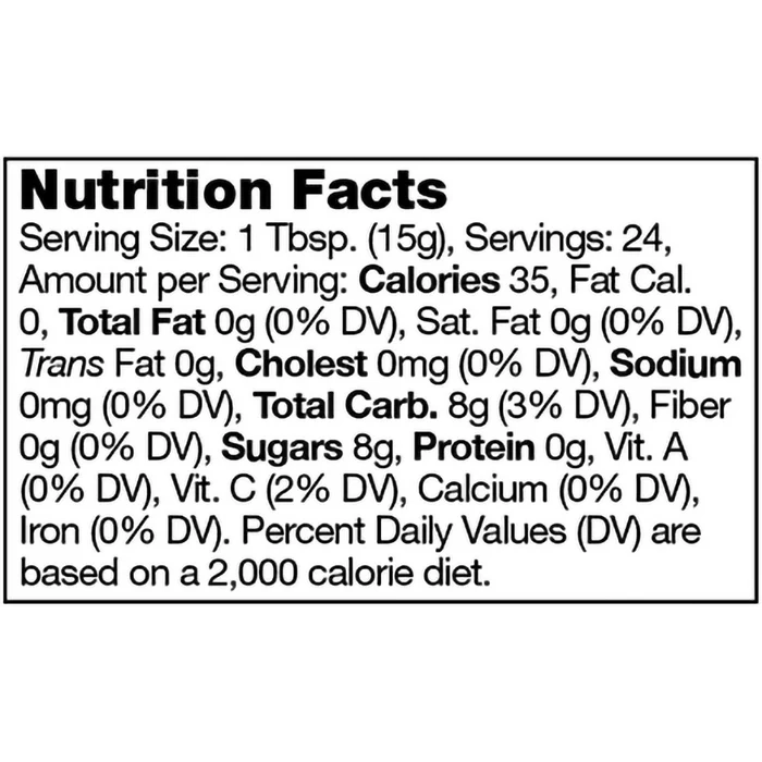Stonewall Kitchen Holiday Jam nutrition facts label showing calories, carbs, and ingredients