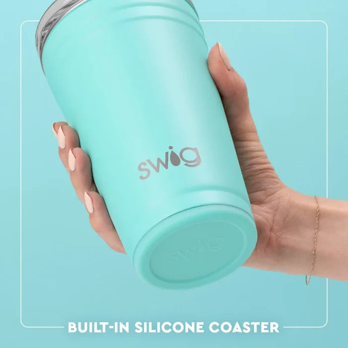 A playful repetition of the word "swig," creating a rhythmic and energetic vibe associated with drinking.