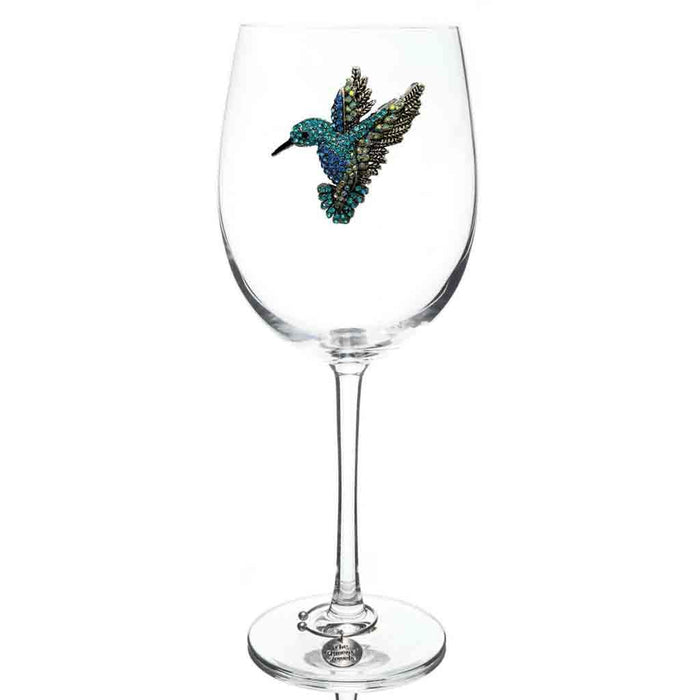 "The Queens' Jewels : Hummingbird Jeweled Stemmed Wineglass -"