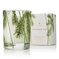 Frasier Fir votive candle with pine needle design for cozy seasonal home décor.