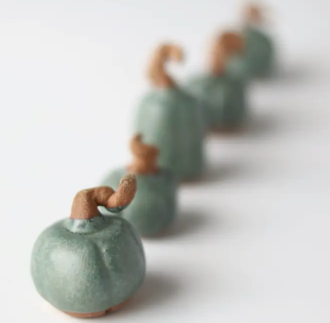 Tiny Pumpkin | Autumn Decorative Ceramic Handmade Pottery - Green