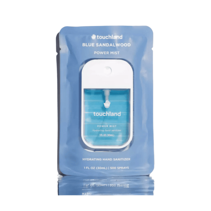Touchland Blue Sandalwood Power Mist packaging on a white background