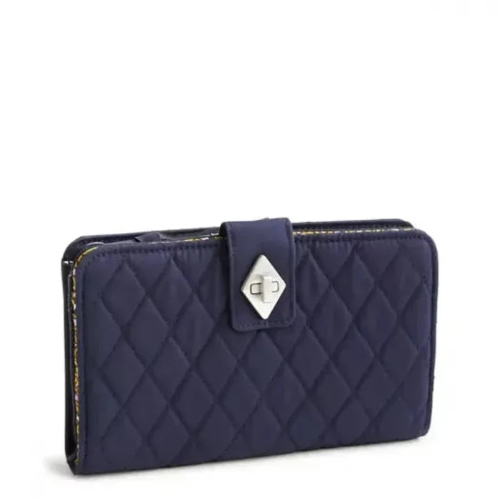 Vera Bradley Peacoat Turnlock Wallet with multiple slip pockets