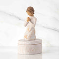 Willow Tree Prayer of Peace keepsake box – resin box with kneeling praying figure and gold bird design, ideal for faith, prayer, and remembrance.