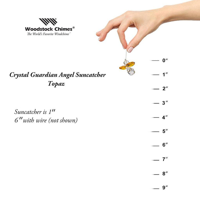 "Woodstock Chimes : Crystal Guardian Angel Suncatcher - Topaz (November) -"