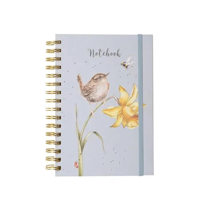 Wrendale Designs The Birds and the Bees Wren Spiral Bound Journal featuring delicate wren artwork and a nature-inspired illustrated cover.